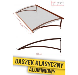 Daszek nad drzwi jednospadowy klasyczny ALUMINIOWY 150x100cm