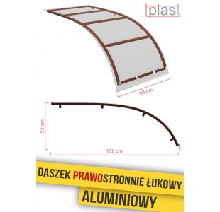 Daszek prawostronnie łukowy , ALUMINIOWY 150x90cm