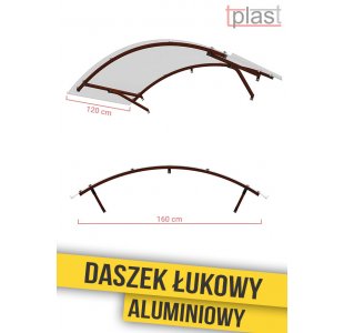 Daszek nad drzwi łukowy ALUMINIOWY 160x120cm