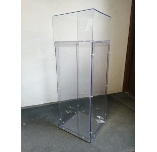 Przeźroczysty kosz na śmieci z poliwęglanu litego 87x30x30 cm - jednokomorowy - z daszkiem