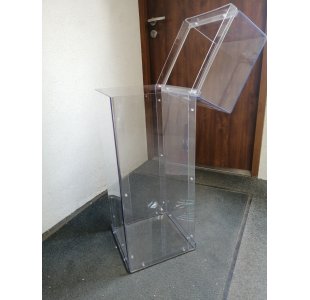 Przeźroczysty kosz na śmieci z poliwęglanu litego 87x30x30 cm - jednokomorowy - z daszkiem