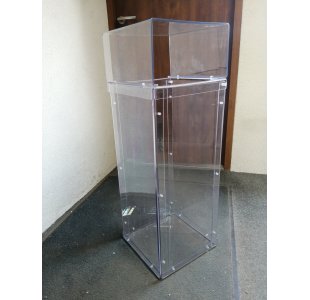 Przeźroczysty kosz na śmieci z poliwęglanu litego 87x30x30 cm - jednokomorowy - z daszkiem