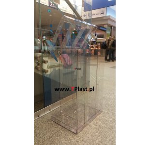 Przeźroczysty kosz na śmieci z poliwęglanu litego 90x60x40 cm - trzykomorowy