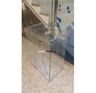 Przeźroczysty kosz na śmieci z poliwęglanu litego 90x60x40 cm - trzykomorowy