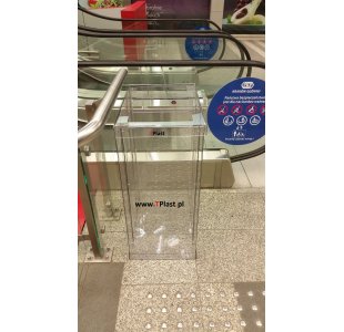 Przeźroczysty kosz na śmieci z poliwęglanu litego 90x60x40 cm - trzykomorowy