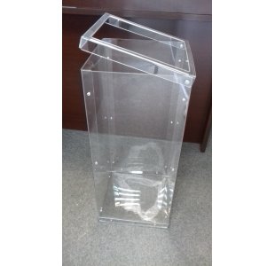 Przeźroczysty kosz na śmieci z poliwęglanu litego 90x45x45 cm - jednokomorowy (nity ze stali nierdzewnej)