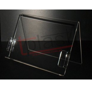 Stojak pod TABLET z plexi gr. 2 mm bezbarwna 19,5x13,5 cm PION z bocznym zabezpeczeniem (RSP015)