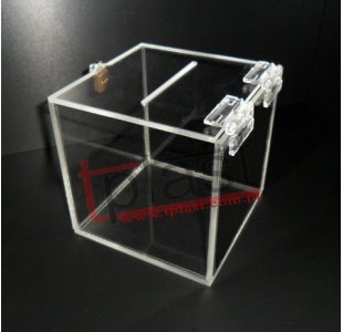 Urna, skarbonka 50x50x50 cm zamknięcie na kłódkę plexi bezbarwna gr.4 mm (URN025)